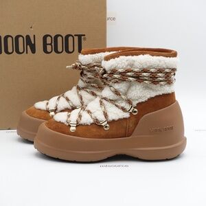 Moon Boot Luna Shearling Suede Water Resistant Boots Women's Size 7 / 38 EU